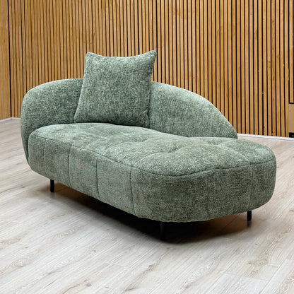 'Bridgerton' Fab-Coe-R801 Olive Green Woven Fabric Chaise Longue