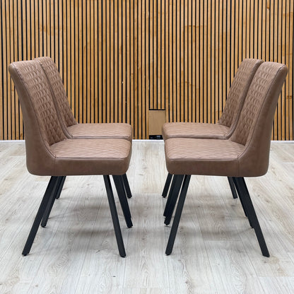 'Earth' Tan Brown Faux Leather Set of 4 Dining Chairs