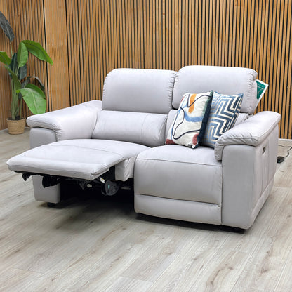‘Genius’ Bella Lead Grey 43451 Velvet Fabric 2 Seater Power Recliner Sofa with Power Headrests Furniture Village