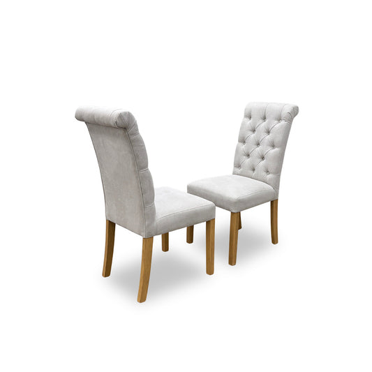 ‘Hamilton’ Taupe Fabric Pair of Button Back Chairs - Set of 2