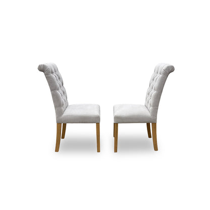 ‘Hamilton’ Taupe Fabric Pair of Button Back Chairs - Set of 2