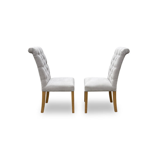 ‘Hamilton’ Taupe Fabric Pair of Button Back Chairs - Set of 2