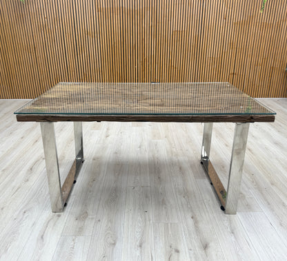 'Chennai' Reclaimed Wood Small 150cm Dining Table with U-shaped Legs – view 3