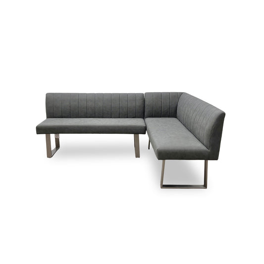 ‘Grigio' Grey Faux Leather Right-Hand Facing Corner Dining Bench