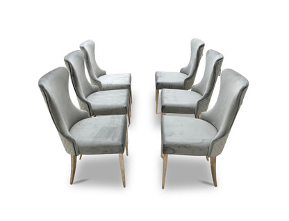 ‘Luann' Silver Velvet Dining Chairs Set of 6