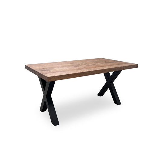 Bodahl Compact 'Terra' 04 Desert Solid Oak Straight Top 160cm Table with X-Shaped Metal Legs