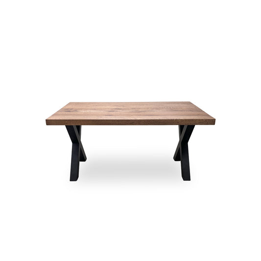 Bodahl Compact 'Terra' 04 Desert Solid Oak Straight Top 160cm Table with X-Shaped Metal Legs