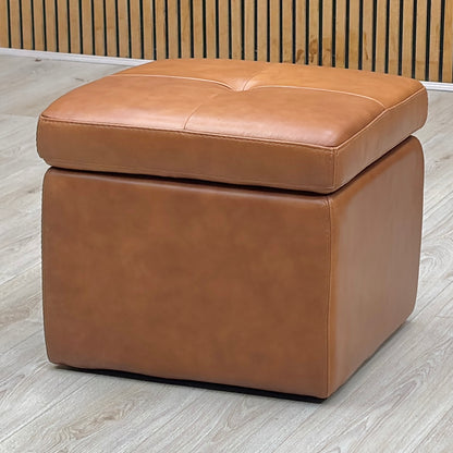 World of Leather ‘Easy Tray’ Nc-334e Pecan Brown Leather Storage Footstool Furniture Village