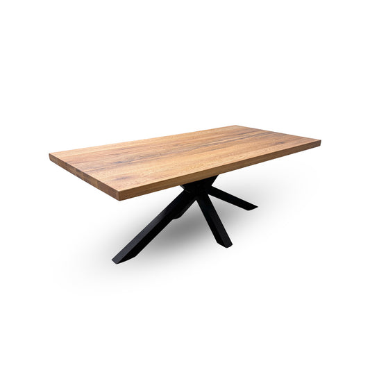 Bodahl 'Terra' 01 Oiled Solid Oak Straight Top 200cm Table with Metal Star Base