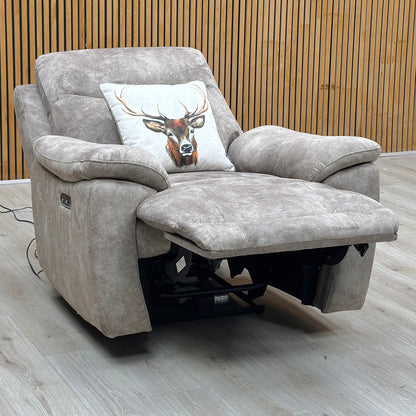 ‘Sloane’ Marble Charcoal Grey Velvet Fabric Power Recliner Chair Furniture Village