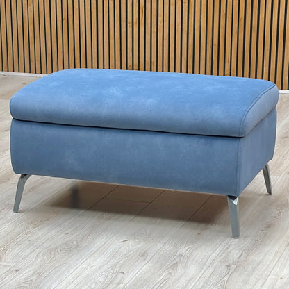 ‘Daytona’ Dexter Wave Blue Fabric Footstool Furniture Village