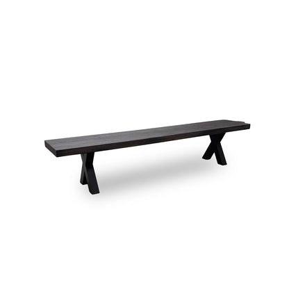 Bodahl 'Lok' 02 Smoked Solid Oak 220cm Dining Bench with Metal X-Shaped Legs