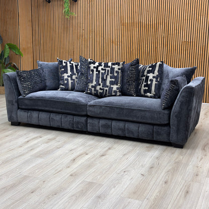 ‘Allure’ Coco Indigo Fabric 4 Seater Scatter Back Split Frame Sofa Furniture Village