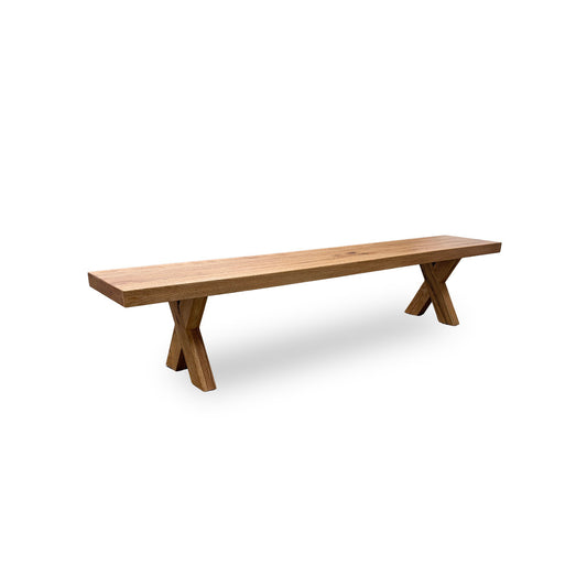 Bodahl 'Terra' 01 0iled Solid Oak 220cm Dining Bench with Wooden X-Shaped Legs