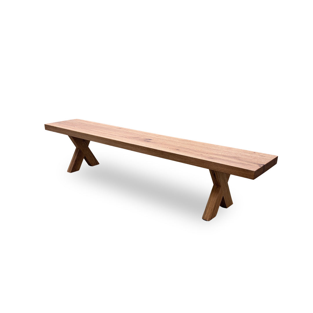 Bodahl 'Terra' 01 0iled Solid Oak 220cm Dining Bench with Wooden X-Shaped Legs