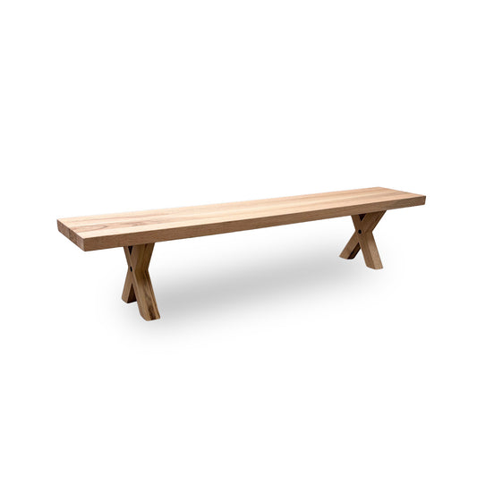 Bodahl 'Loki' 52 Natura Bianca Solid Oak 220cm Dining Bench with Wooden X-Shaped Legs
