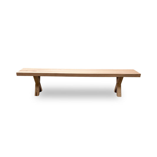 Bodahl 'Loki' 52 Natura Bianca Solid Oak 220cm Dining Bench with Wooden X-Shaped Legs