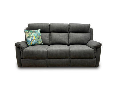 ‘Oscar’ Charcoal Soft Leather Manual Recliner 3 Seater Sofa