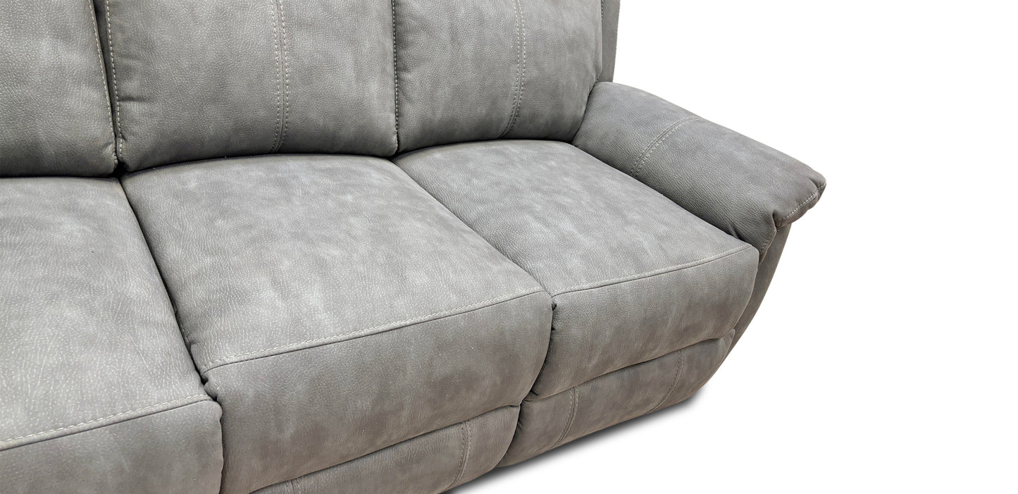 ‘Oscar’ Charcoal Soft Leather Manual Recliner 3 Seater Sofa