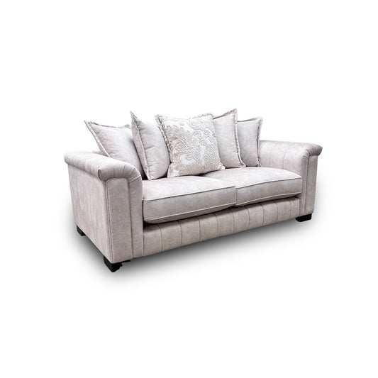 'Dolcie' Cream Combination Dolcie Combination Velvet Pillow Back 3 Seater Sofa