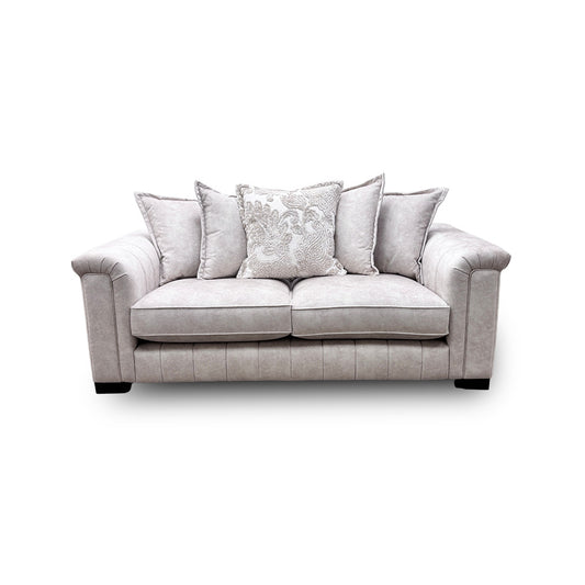 'Dolcie' Cream Combination Dolcie Combination Velvet Pillow Back 3 Seater Sofa