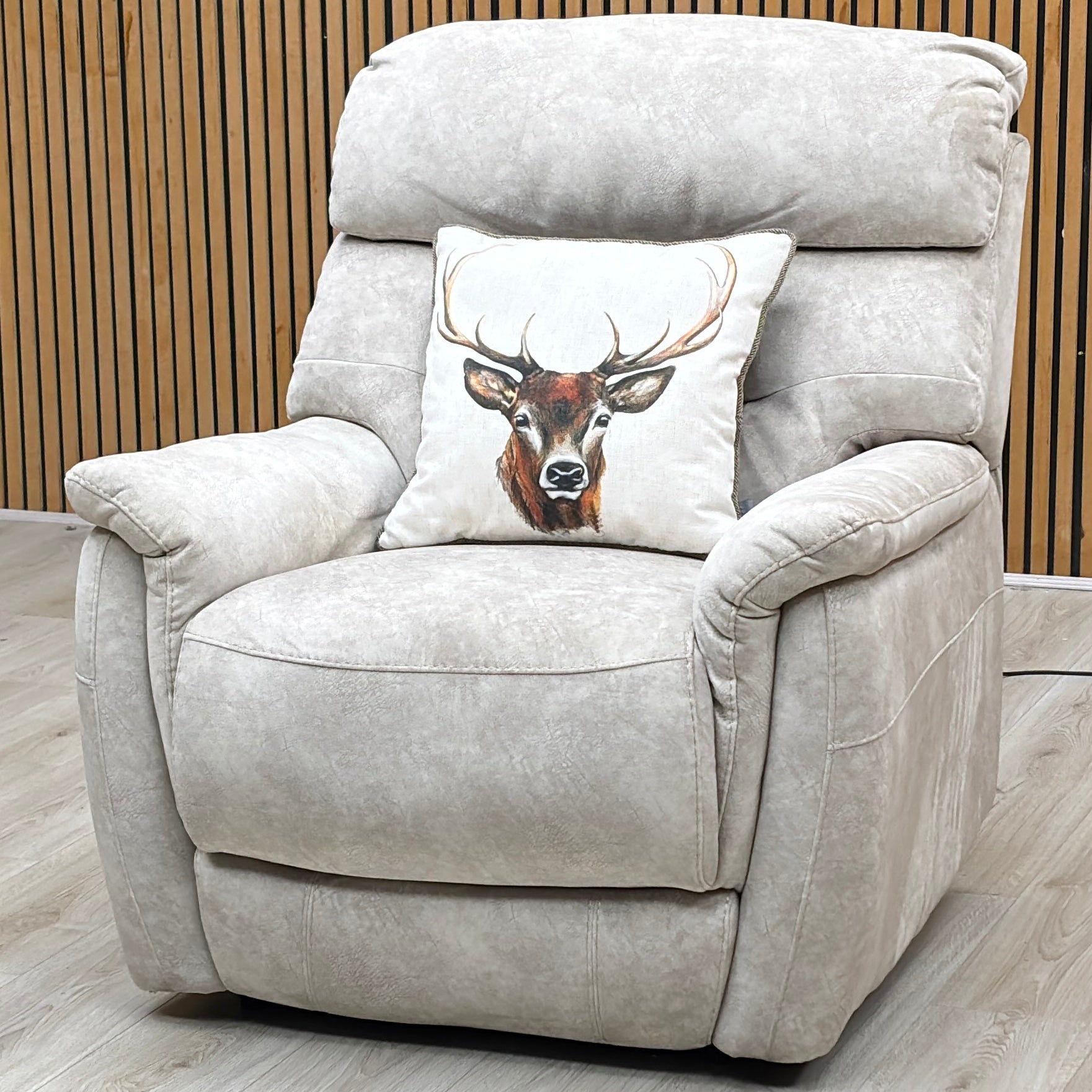 'Chicago' Cream Velvet Fabric Power Recliner Chair Furniture Village