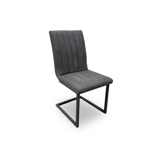 'Moon' Grey Faux Leather Cantilever Dining Chair