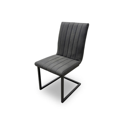 'Moon' Grey Faux Leather Cantilever Dining Chair