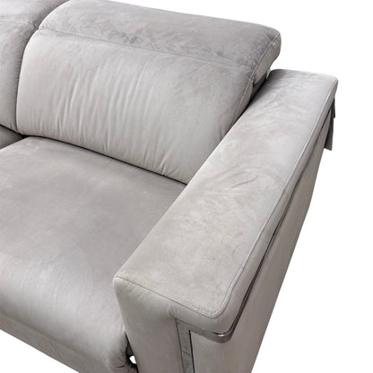 'Cora' Silver Velvet 3 Seater Power Recliner Sofa with Power Headrests