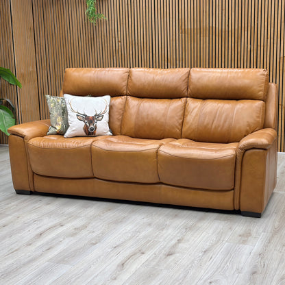 Comfort Story ‘Chill’ Saddle Brown Leather 3 Seater Sofa Furniture Village