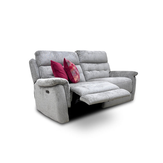 'Springer' Fab-Nts-R11 Dove Fabric Power Recliner 3 Seater Sofa