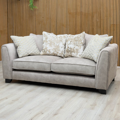 Mariah Dapple Silver-Tri Brass Insert Velvet Fabric 3 Seater Scatter Back Sofa – view 3
