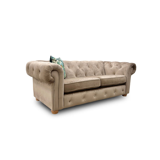 'Belair' Latte Sensual Velvet 3 Seater Sofa