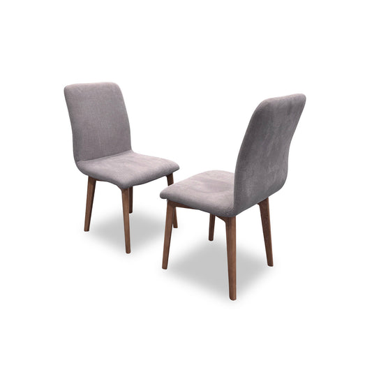 'Noel' Grey Upholstery Wooden Leg Dining Chair - Set of 2