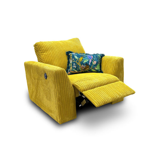 ‘Heydon' Mustard Marley Fabric Power Recliner Chair