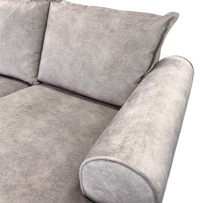 'Serenis' Oatmeal Rest Velvet Large Double Ended Chaise Sofa