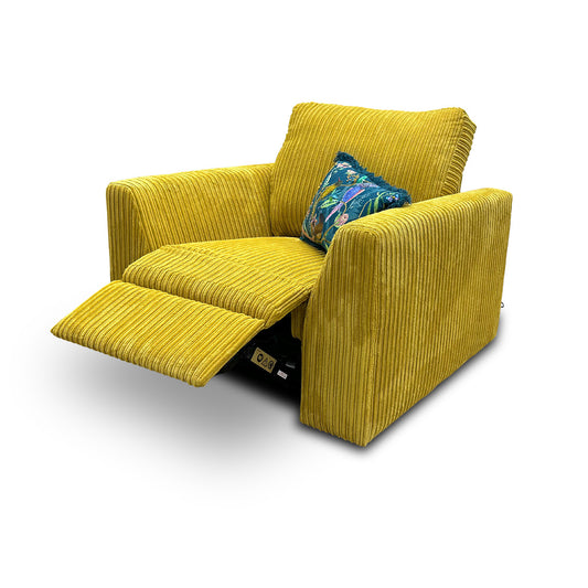 ‘Heydon' Mustard Marley Fabric Power Recliner Chair