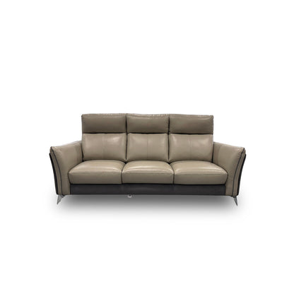 'Ego' Sand Leather Charcoal Fabric Combination 3 Seater Sofa