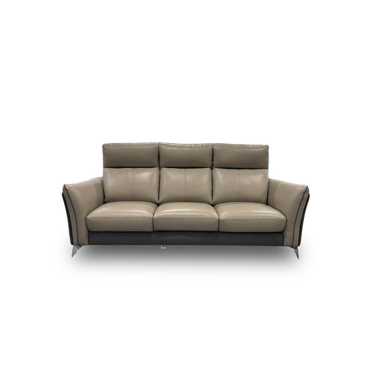 'Ego' Sand Leather Charcoal Fabric Combination 3 Seater Sofa