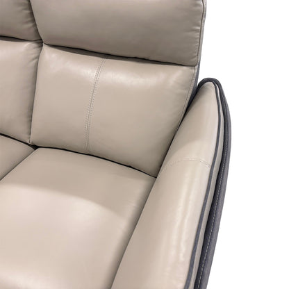 'Ego' Sand Leather Charcoal Fabric Combination 3 Seater Sofa