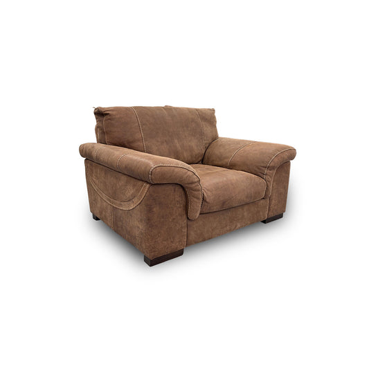 'Guy' Classic Brown Leather Cuddler Chair