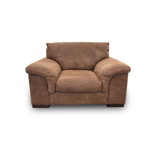 'Guy' Classic Brown Leather Cuddler Chair