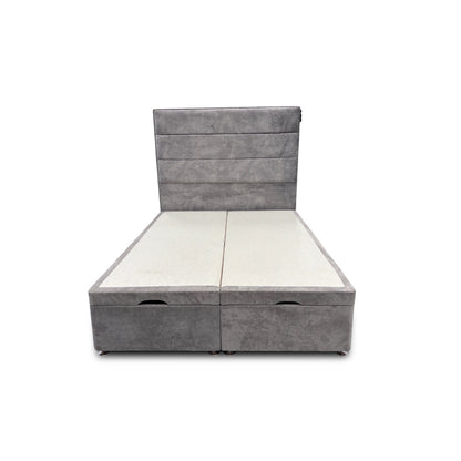 'Pisces' Lace Dolphin Velvet Floor Standing Headboard + Double Ottoman End Lift Base - Double