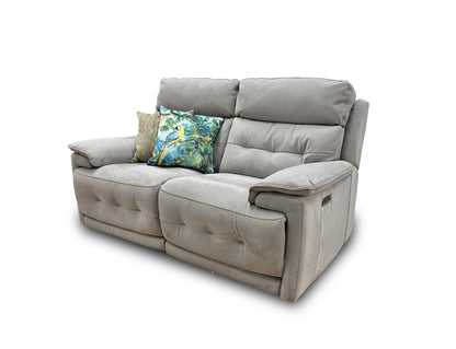 'Brescia’ Light Grey Fabric 2 Seater Power Recliner Sofa