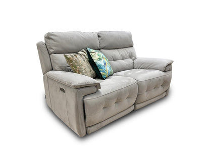 'Brescia’ Light Grey Fabric 2 Seater Power Recliner Sofa