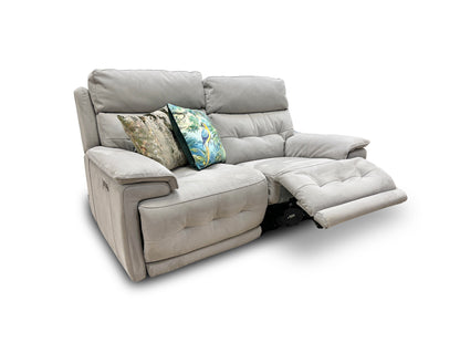 'Brescia’ Light Grey Fabric 2 Seater Power Recliner Sofa