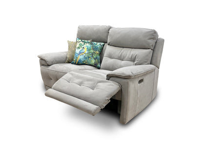 'Brescia’ Light Grey Fabric 2 Seater Power Recliner Sofa