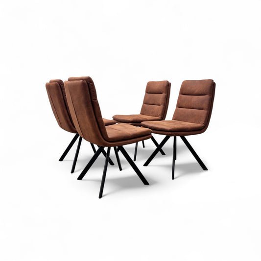 Bodahl ‘Njord’ Rust Microfibre Fabric Upholstery Swivel Dining Chairs - Set of 4