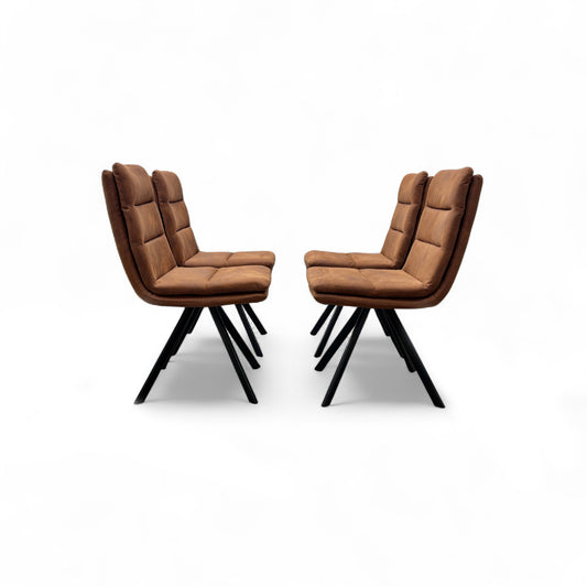 Bodahl ‘Njord’ Rust Microfibre Fabric Upholstery Swivel Dining Chairs - Set of 4