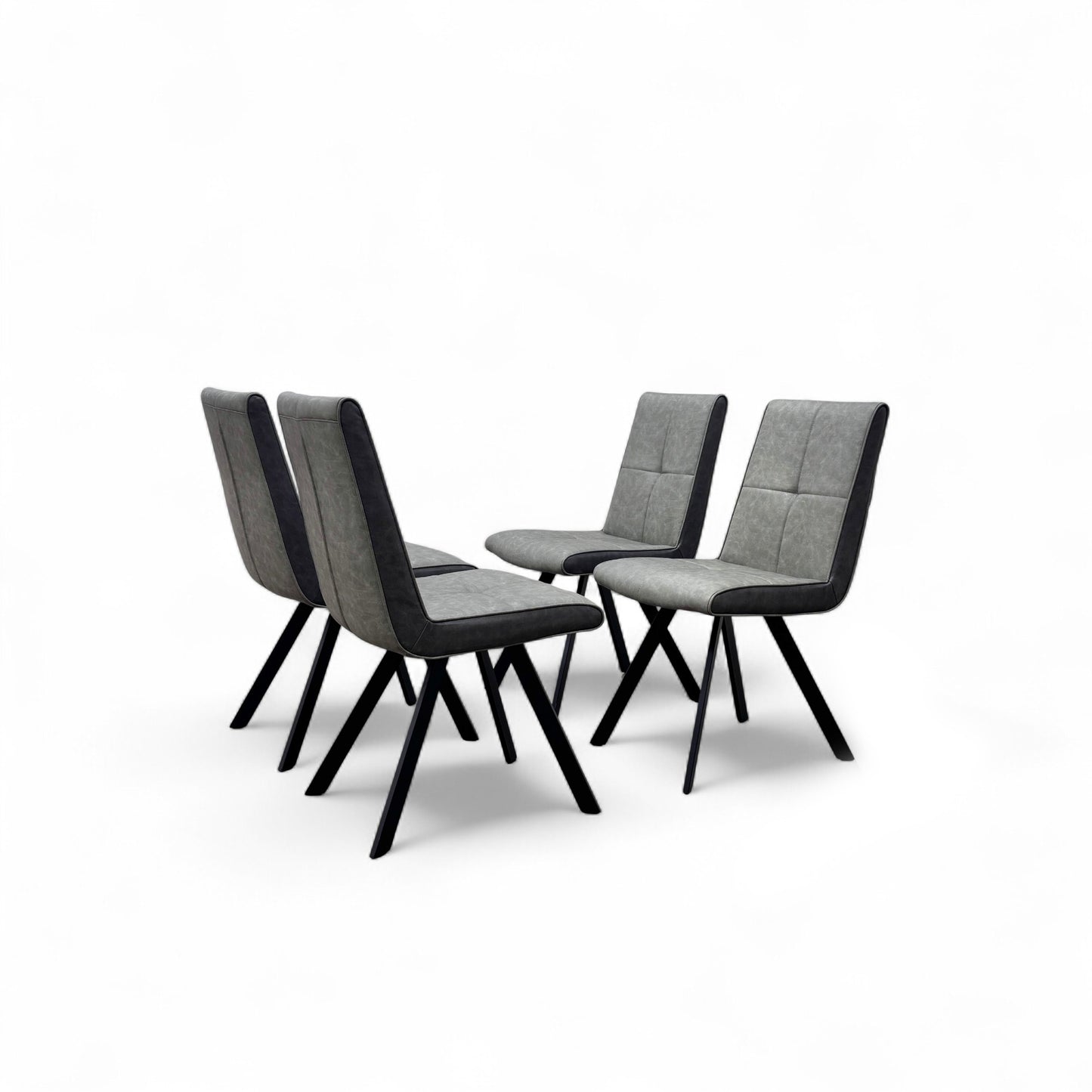 'Phoenix' Two Tone Faux Leather Suede Dining Chairs - Set of 4